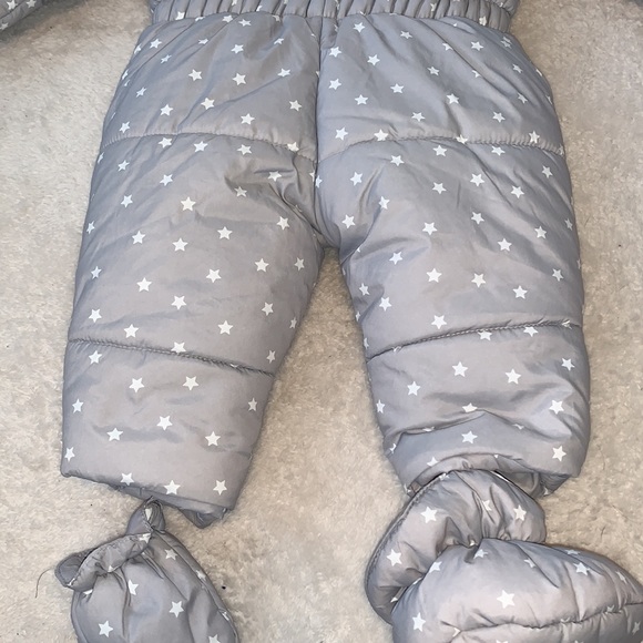 Mayoral 6M Gray Star Snowsuit Bunting EUC Feet Covers - Picture 11 of 12